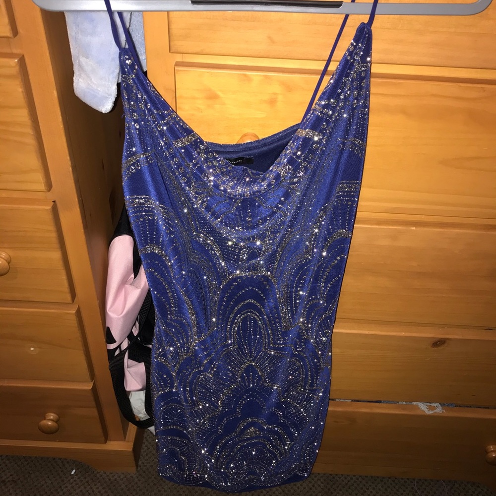 JUMP Glitter Print Bodycon Dress Cowl Neck